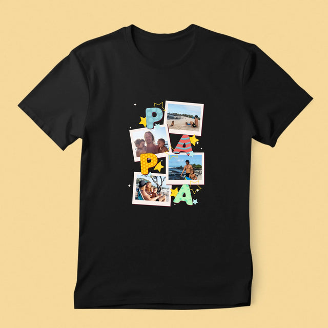 Fotocollage: Letters Papa - T-Shirt Voor Heren