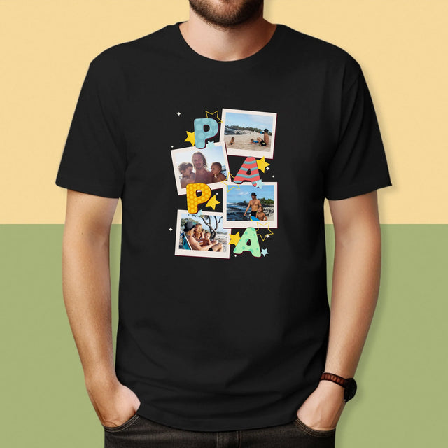 Fotocollage: Letters Papa - T-Shirt Voor Heren