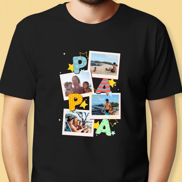 Fotocollage: Letters Papa - T-Shirt Voor Heren