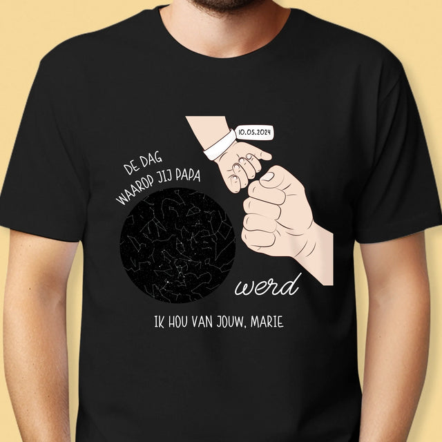 Starrenkaart: De Dag Waarop Jij Papa Werd - T-Shirt Voor Heren