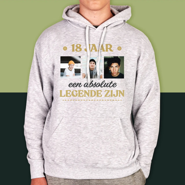 Fotocollage: 18 Jaar Een Legende Zijn - Herentrui Met Kap