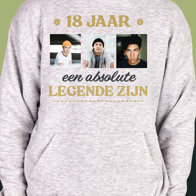 Fotocollage: 18 Jaar Een Legende Zijn - Herentrui Met Kap