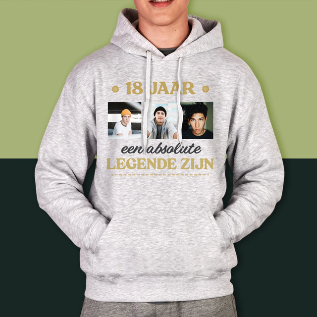 Fotocollage: 18 Jaar Een Legende Zijn - Herentrui Met Kap