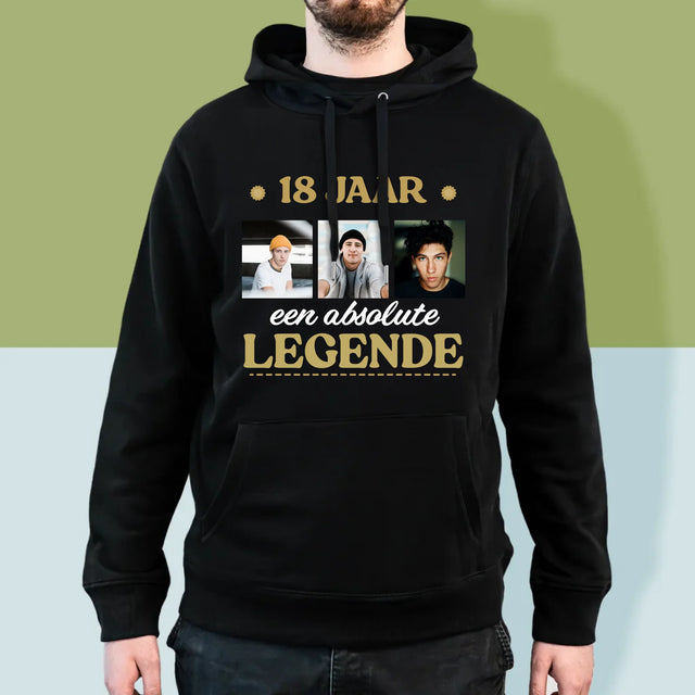 Fotocollage: 18 Jaar Een Legende Zijn - Herentrui Met Kap