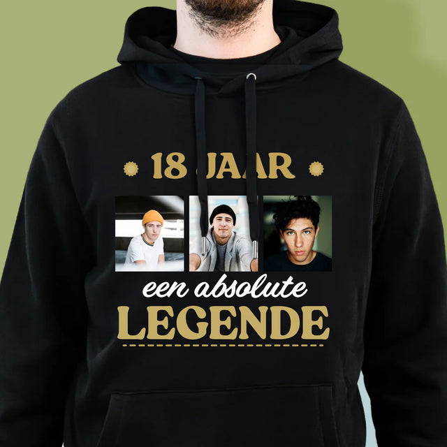 Fotocollage: 18 Jaar Een Legende Zijn - Herentrui Met Kap