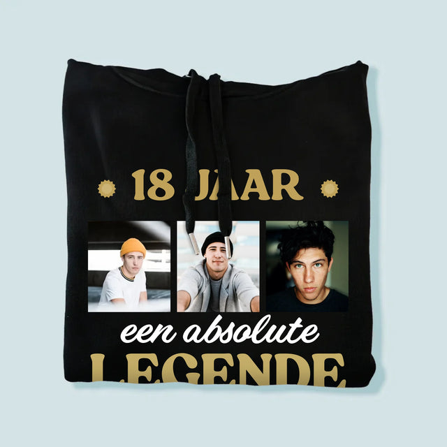 Fotocollage: 18 Jaar Een Legende Zijn - Herentrui Met Kap