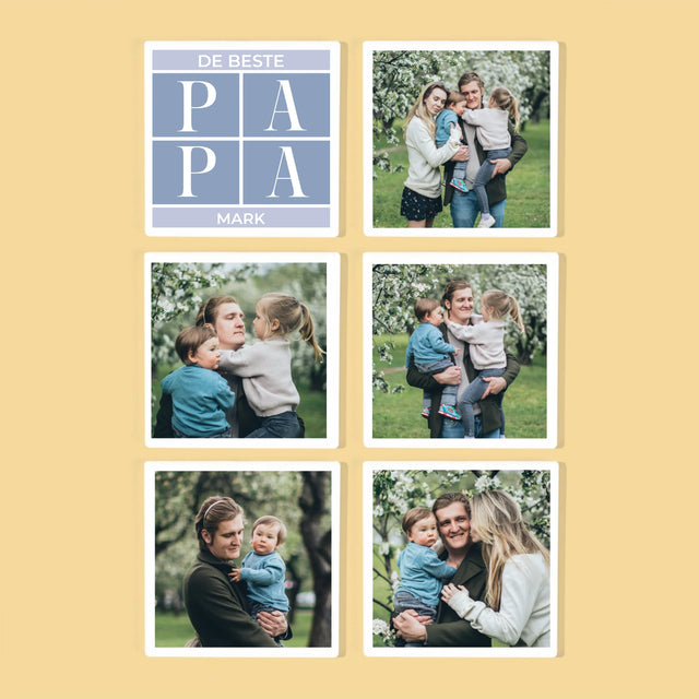 Fotocollage: Collage, De Beste Papa - Onderzetter