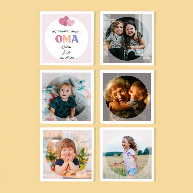 Fotocollage: Wij Houden Van Jou, Oma - Onderzetter