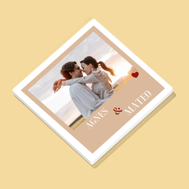 Foto En Handtekening: Huwelijksverjaardag Hartjes - Onderzetter