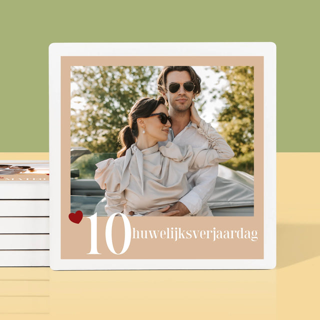 Foto En Handtekening: Huwelijksverjaardag Hartjes - Onderzetter