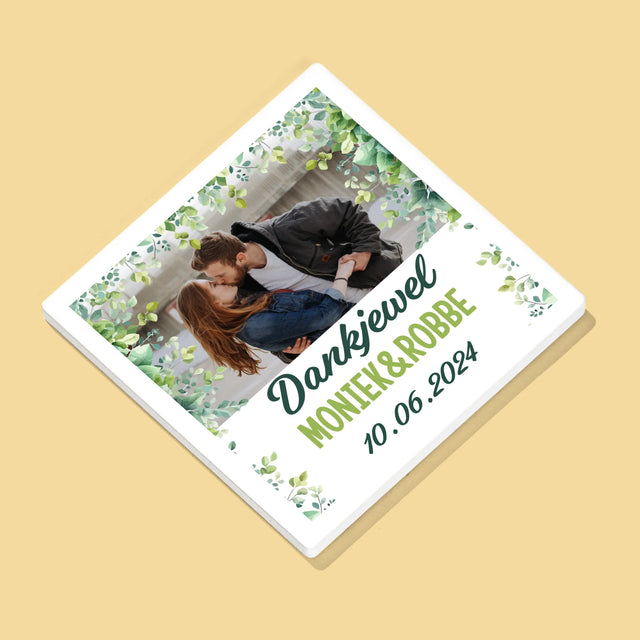 Foto En Handtekening: Trouwbedankjes Blaadjes - Onderzetter