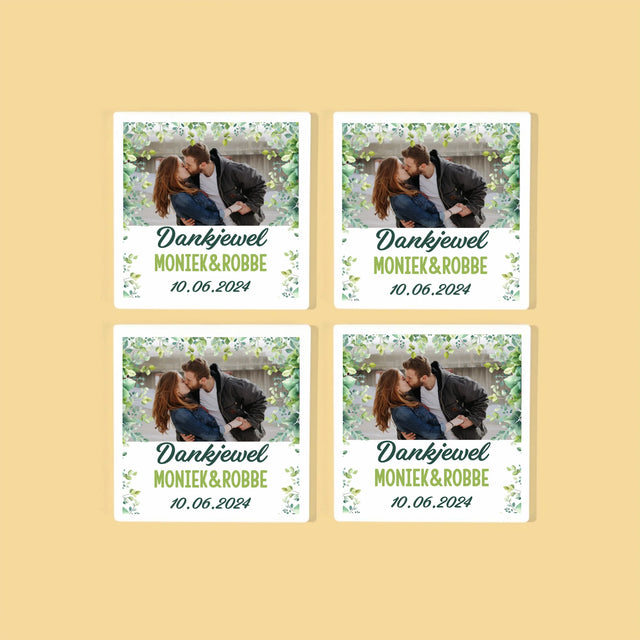 Foto En Handtekening: Trouwbedankjes Blaadjes - Onderzetter