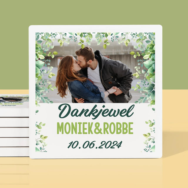 Foto En Handtekening: Trouwbedankjes Blaadjes - Onderzetter