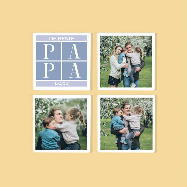 Fotocollage: Collage, De Beste Papa - Onderzetter