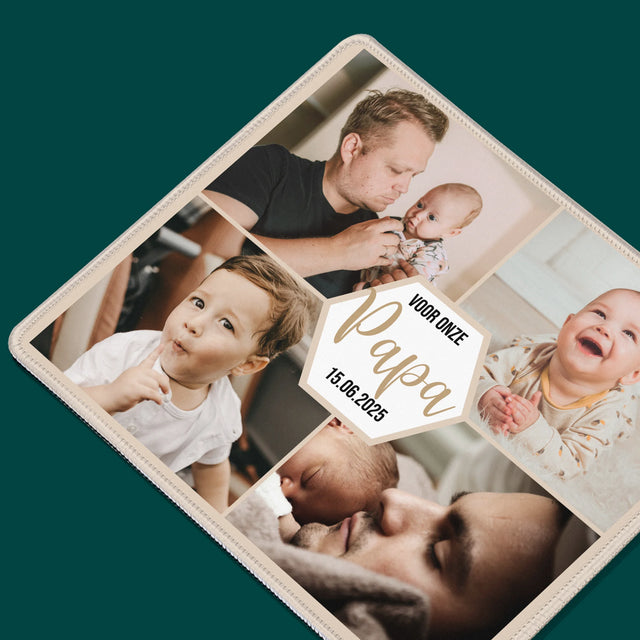 Fotocollage: Voor Onze Papa - Bureauonderlegger