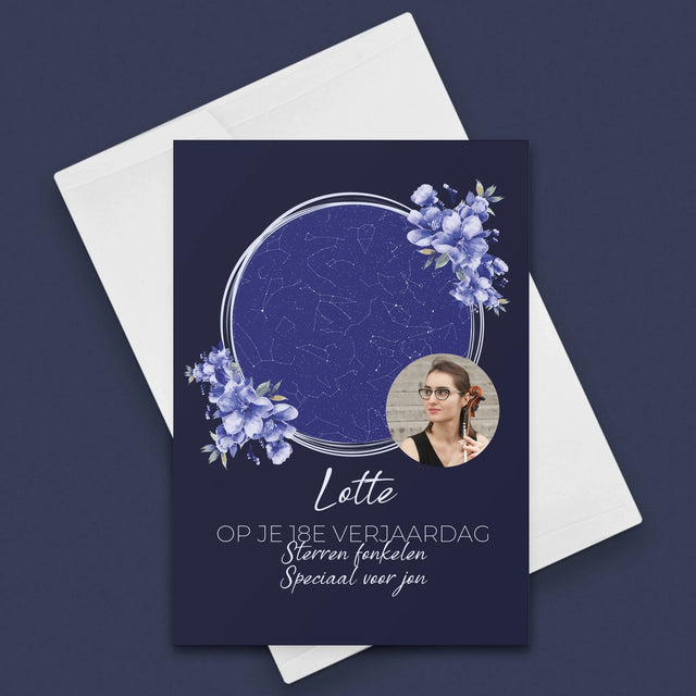 Starrenkaart: Sterrenkaart: Sterren Fonkelen Op Jouw Verjaardag - Wenskaart