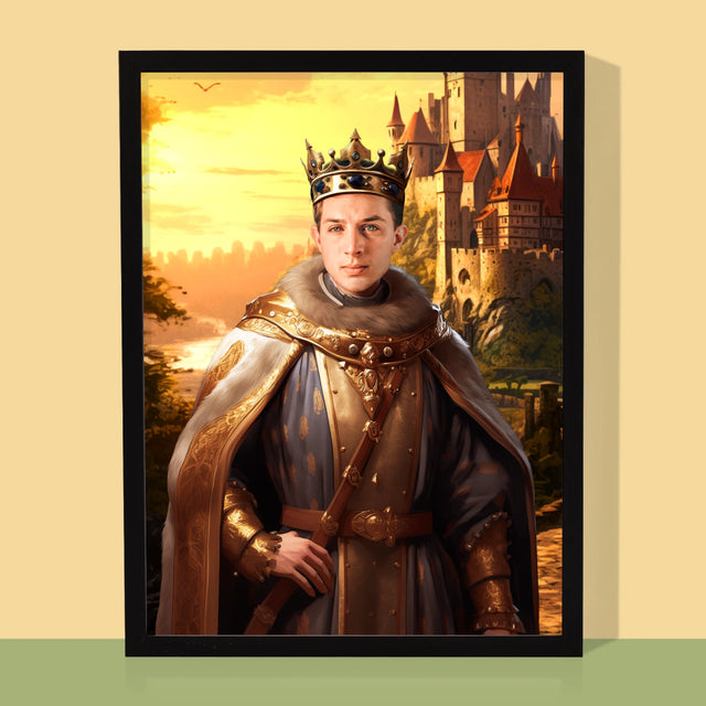 Koninklijk Portret: Koning In De Tuin - Afdruk Met Frame 30X40 (Verticaal)