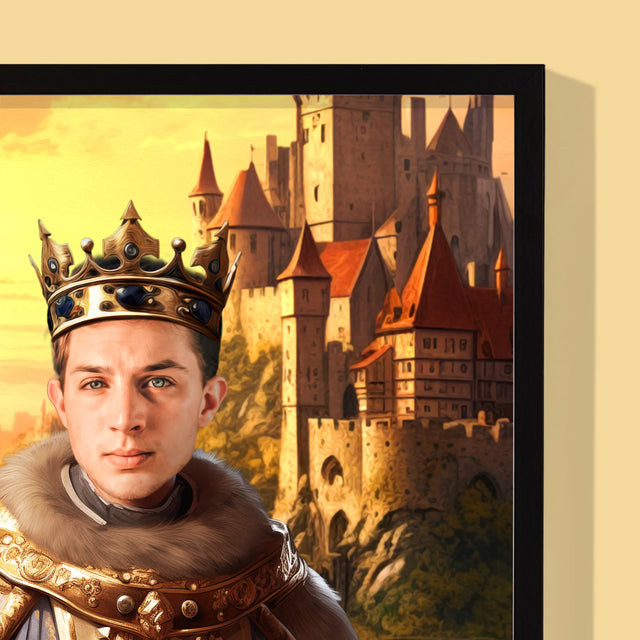 Koninklijk Portret: Koning In De Tuin - Afdruk Met Frame 30X40 (Verticaal)