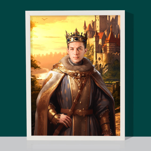 Koninklijk Portret: Koning In De Tuin - Afdruk Met Frame 30X40 (Verticaal)