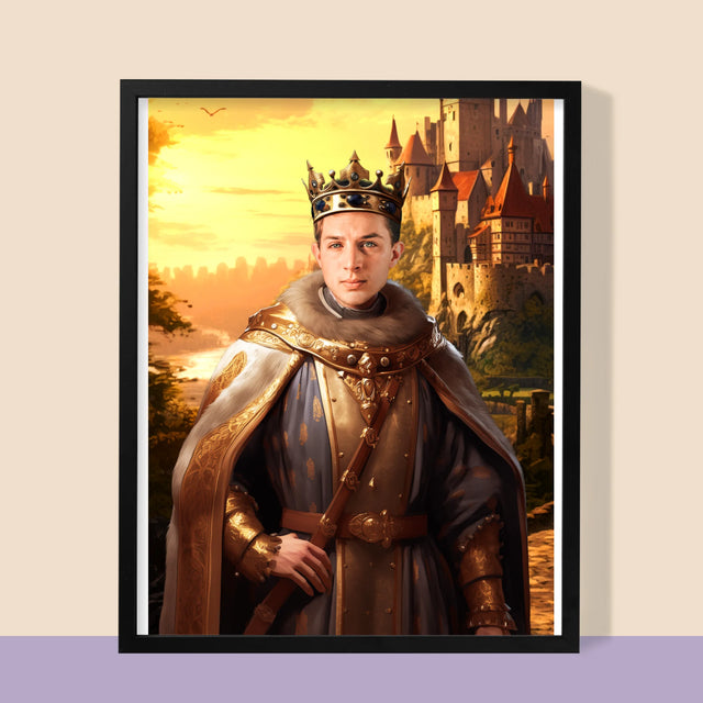 Koninklijk Portret: Koning In De Tuin - Afdruk Met Frame 30X40 (Verticaal)