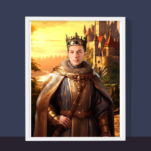 Koninklijk Portret: Koning In De Tuin - Afdruk Met Frame 30X40 (Verticaal)