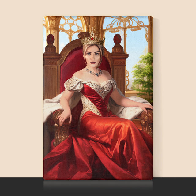 Koninklijk Portret: Koningin Op De Troon - Afdruk Met Frame 30X40 (Verticaal)