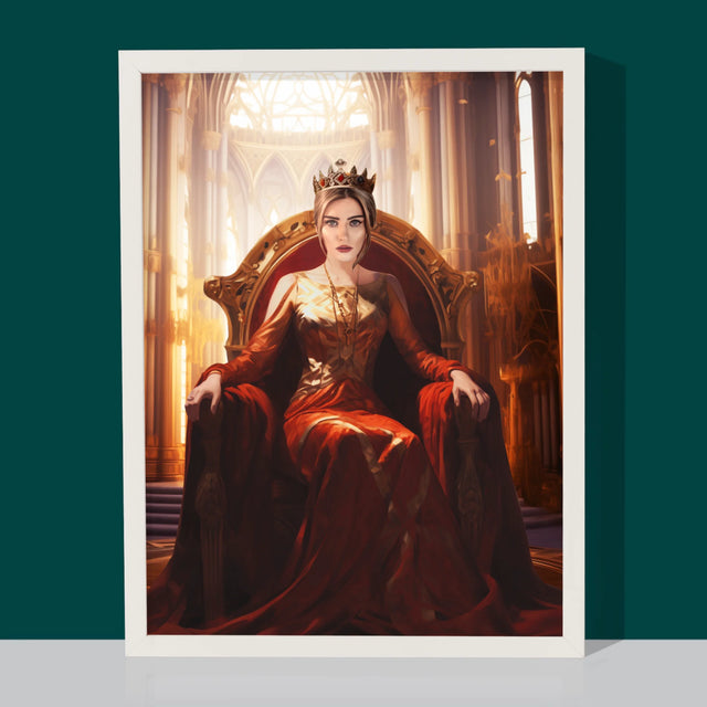 Koninklijk Portret: De Konigin In De Troonzaal - Afdruk Met Frame 30X40 (Verticaal)