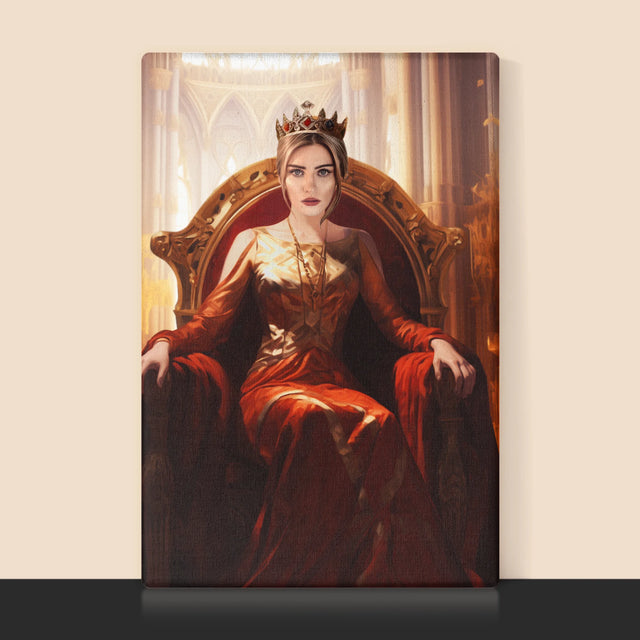 Koninklijk Portret: De Konigin In De Troonzaal - Afdruk Met Frame 30X40 (Verticaal)