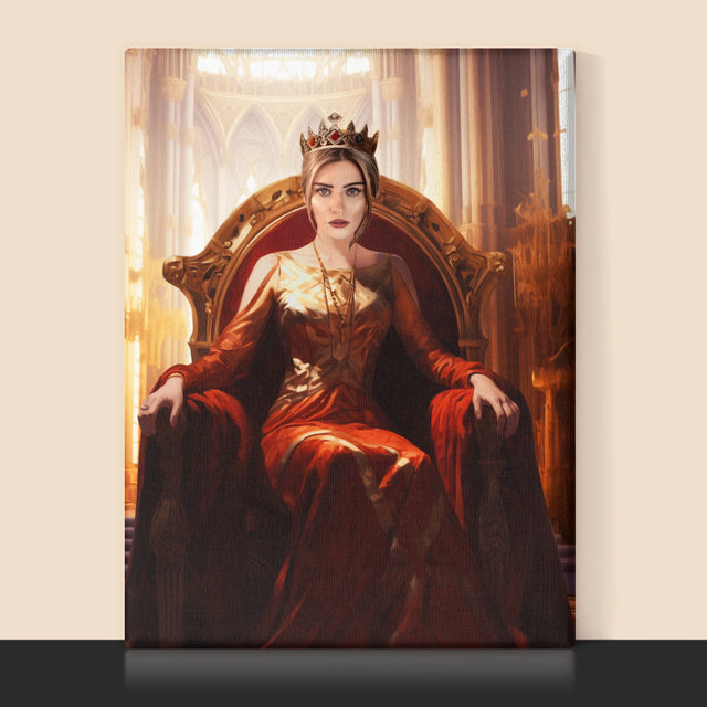 Koninklijk Portret: De Konigin In De Troonzaal - Afdruk Met Frame 30X40 (Verticaal)