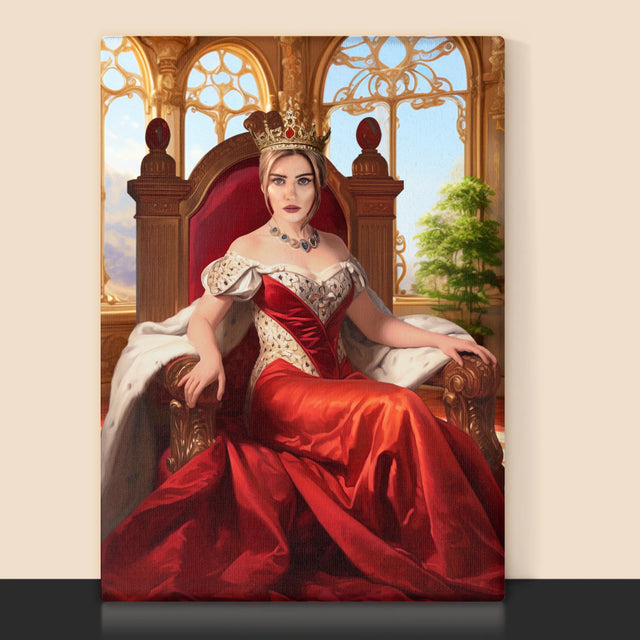 Koninklijk Portret: Koningin Op De Troon - Afdruk Met Frame 30X40 (Verticaal)