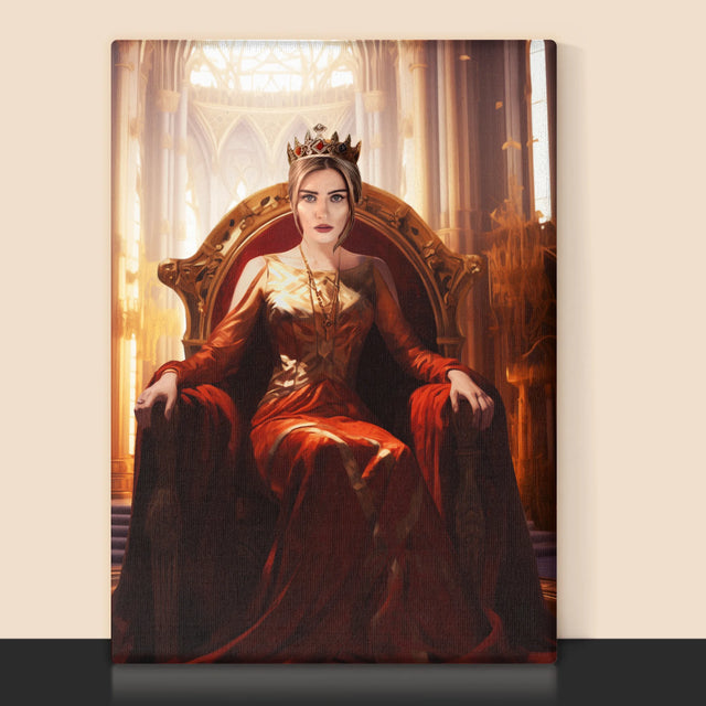 Koninklijk Portret: De Konigin In De Troonzaal - Afdruk Met Frame 30X40 (Verticaal)