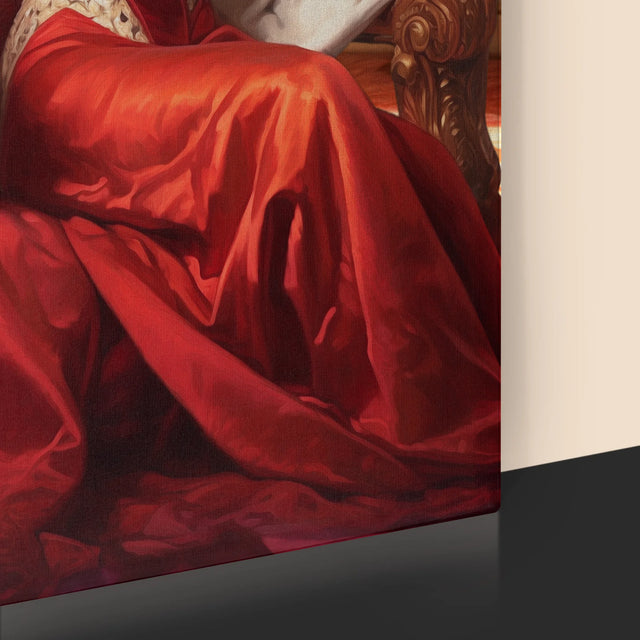 Koninklijk Portret: Koningin Op De Troon - Afdruk Met Frame 30X40 (Verticaal)