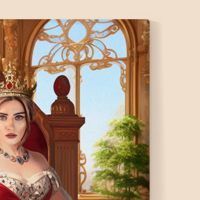 Koninklijk Portret: Koningin Op De Troon - Afdruk Met Frame 30X40 (Verticaal)