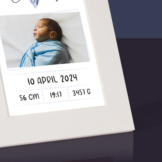 Geboorteakte Van Kind: Metriek Hartje Voor Jongen - Fotokader (Horziontaal)