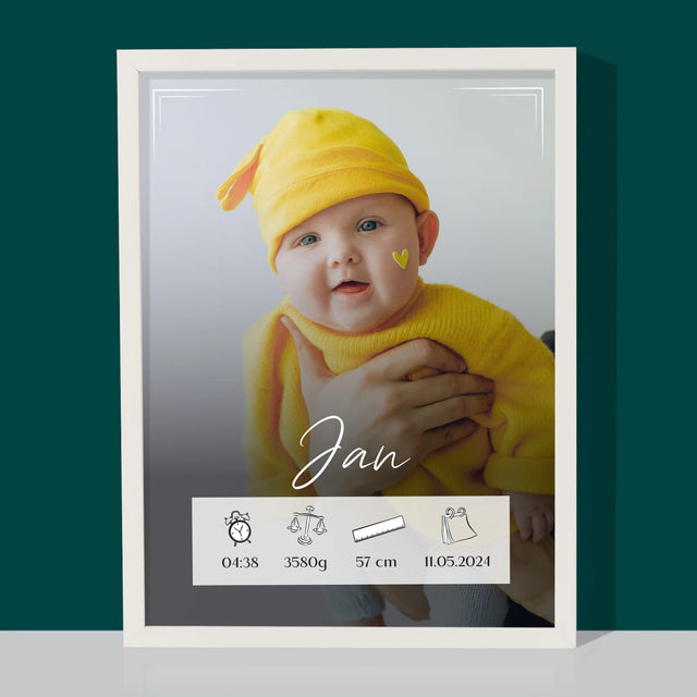 Geboorteakte Van Kind: Metriek Kader - Afdruk Met Frame 30X40 (Verticaal)