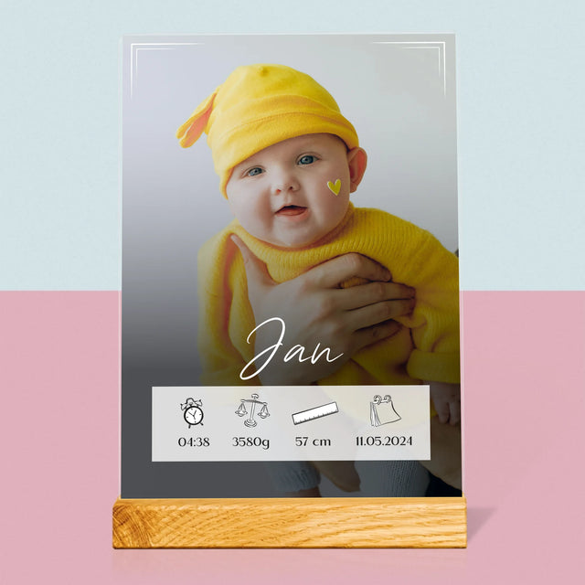 Geboorteakte Van Kind: Metriek Kader - Afdruk Op Acrylglas (Verticaal)