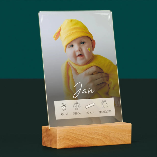 Geboorteakte Van Kind: Metriek Kader - Afdruk Op Acrylglas (Verticaal)