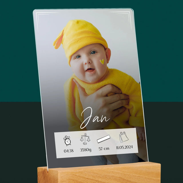 Geboorteakte Van Kind: Metriek Kader - Afdruk Op Acrylglas (Verticaal)
