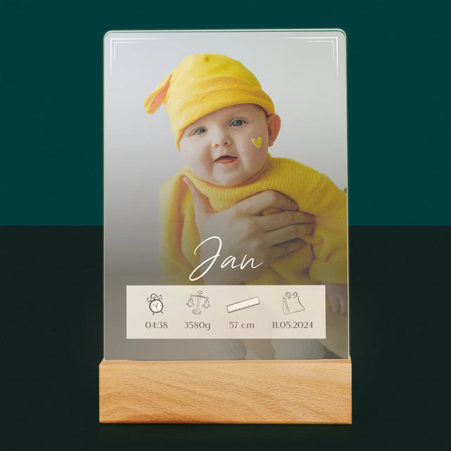 Geboorteakte Van Kind: Metriek Kader - Afdruk Op Acrylglas (Verticaal)