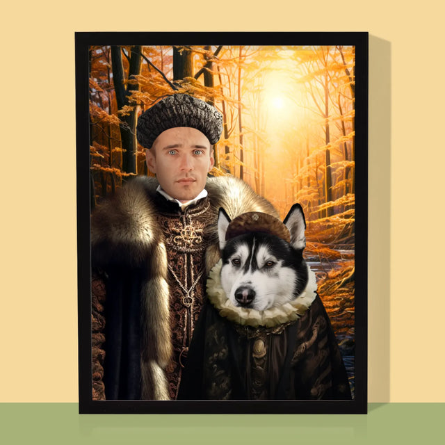 Koninklijk Portret: Adel Op Jacht - Afdruk Met Frame 30X40 (Verticaal)