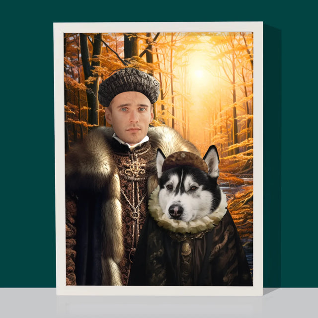 Koninklijk Portret: Adel Op Jacht - Afdruk Met Frame 30X40 (Verticaal)