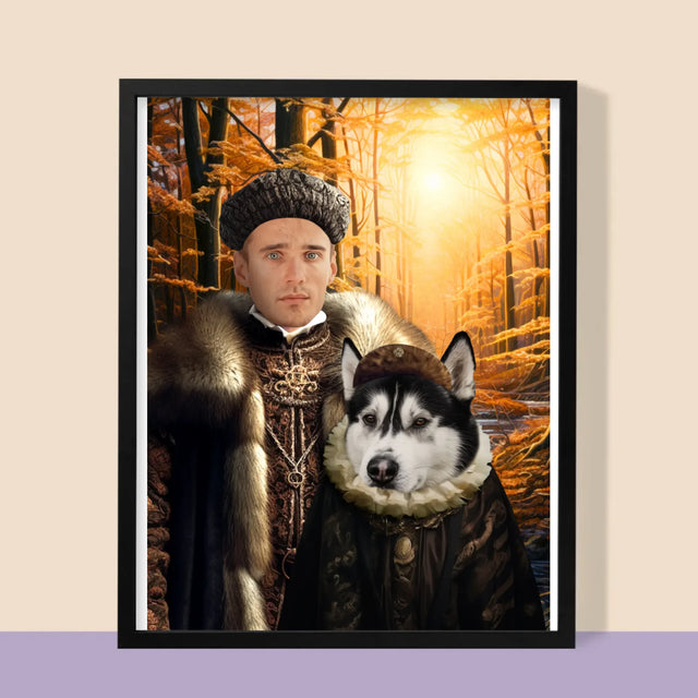 Koninklijk Portret: Adel Op Jacht - Afdruk Met Frame 30X40 (Verticaal)