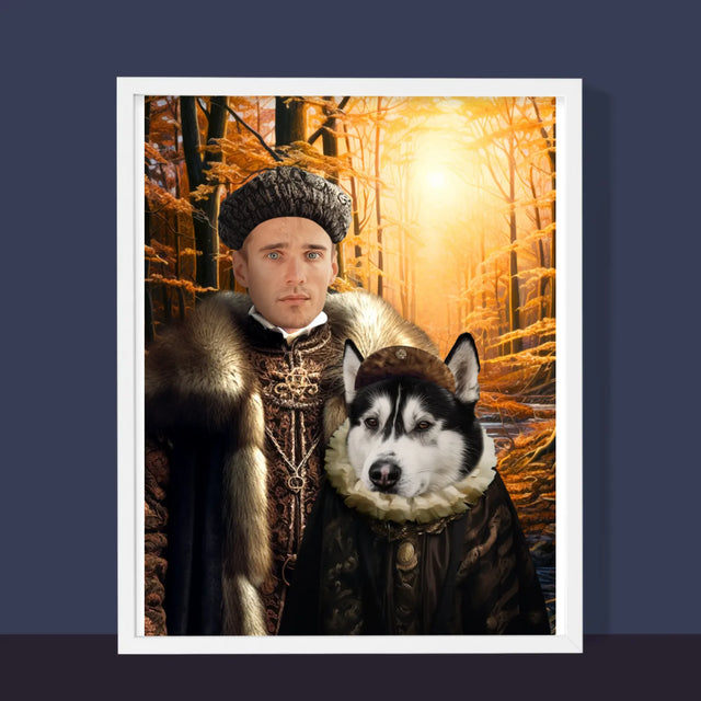 Koninklijk Portret: Adel Op Jacht - Afdruk Met Frame 30X40 (Verticaal)