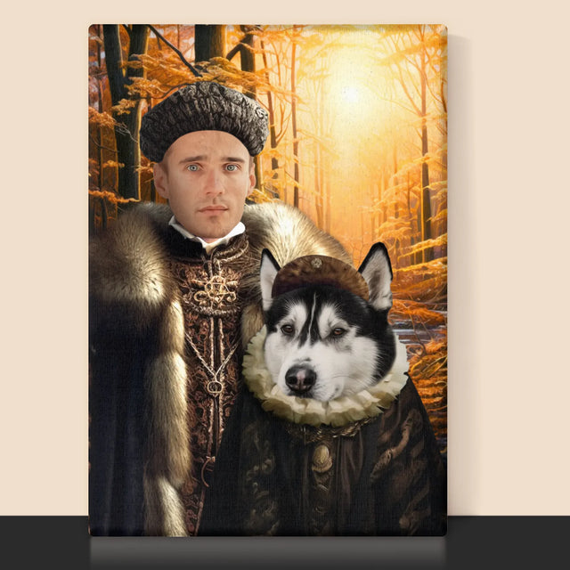 Koninklijk Portret: Adel Op Jacht - Afdruk Met Frame 30X40 (Verticaal)