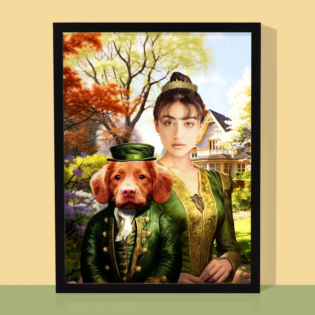 Koninklijk Portret: Dame Tijdens Wandeling - Afdruk Met Frame 30X40 (Verticaal)