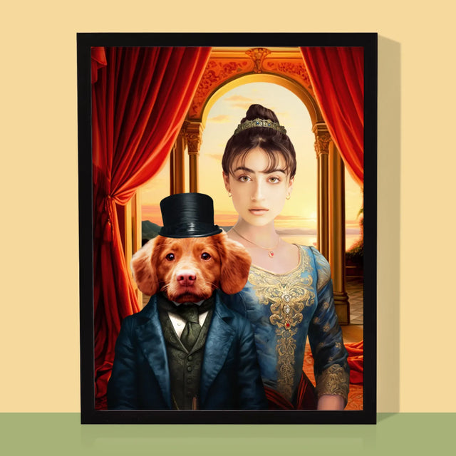 Koninklijk Portret: Hertogin Met Huisdier - Afdruk Met Frame 30X40 (Verticaal)