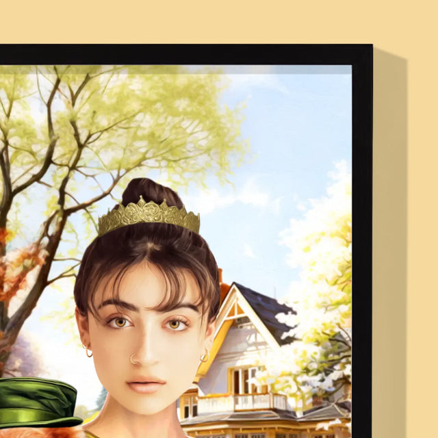 Koninklijk Portret: Dame Tijdens Wandeling - Afdruk Met Frame 30X40 (Verticaal)