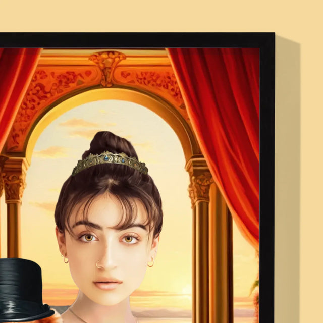 Koninklijk Portret: Hertogin Met Huisdier - Afdruk Met Frame 30X40 (Verticaal)