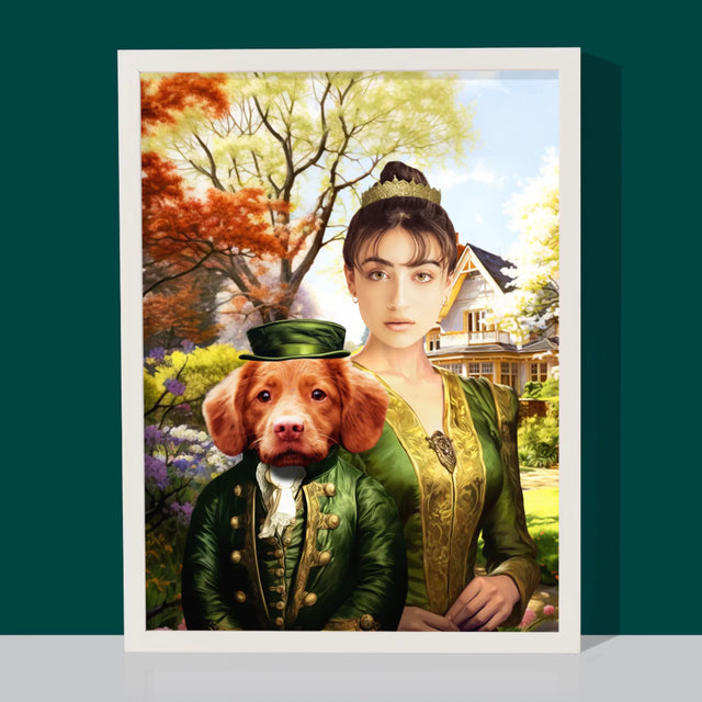 Koninklijk Portret: Dame Tijdens Wandeling - Afdruk Met Frame 30X40 (Verticaal)