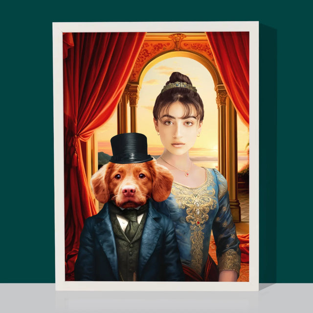 Koninklijk Portret: Hertogin Met Huisdier - Afdruk Met Frame 30X40 (Verticaal)